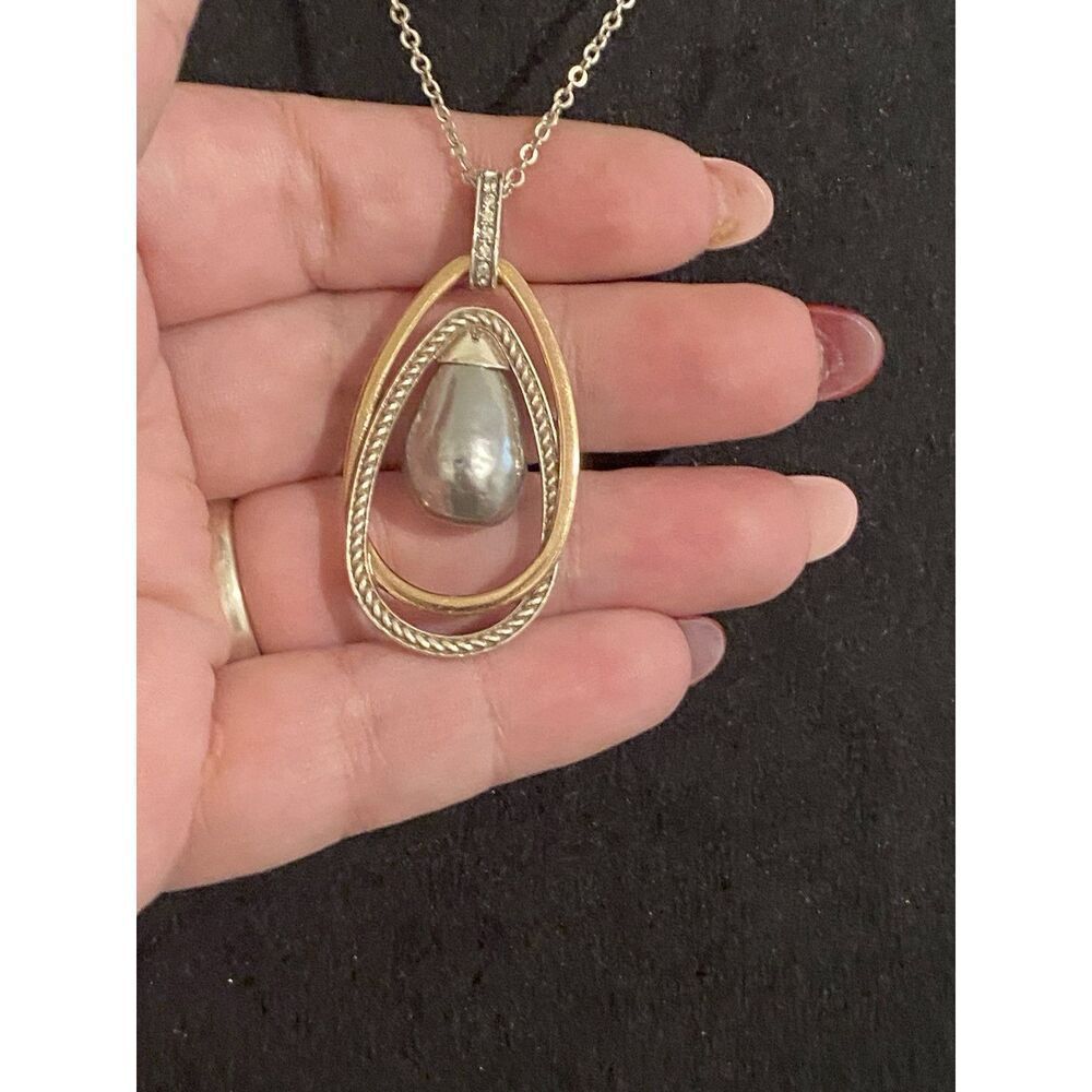 Brighton Neptune's Rings Grey Baroque Pearl Pendant Necklace - Picture 3 of 4
